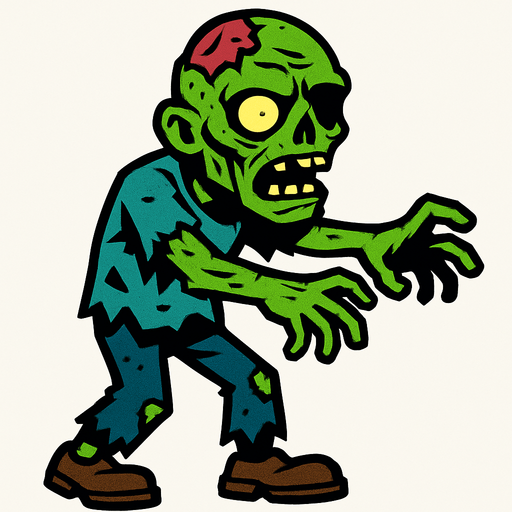 Zombie.
In-Game asset.  2d.  High contrast.  No shadows