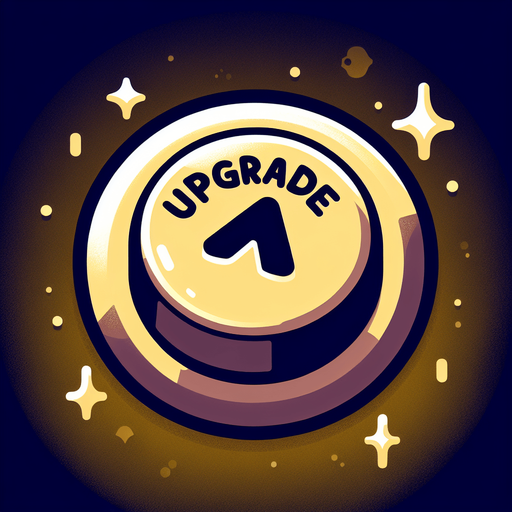 a button saying 'upgrade'.
In-Game asset. 2d. Blank background. High contrast.