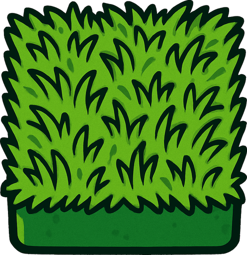 Bloque de pasto verde, visto desde arriba.
In-Game asset.  2d.  High contrast.  No shadows
