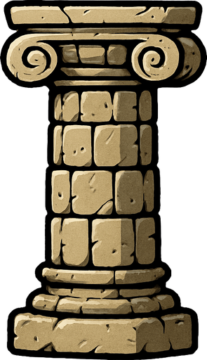 una columna de piedra.
In-Game asset.  2d.  High contrast.  No shadows