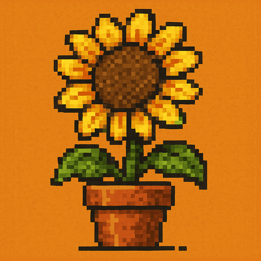 Maceta con una flor, pixel art metal slug.
In-Game asset.  2d.  High contrast.  No shadows
