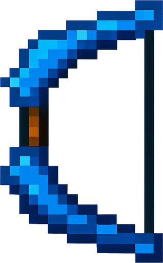 blue pixel bow for 2d game archer.
In-Game asset.  2d.  High contrast.  No shadows