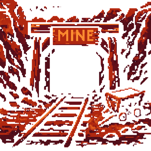 mina abandonada.
In-Game asset.  2d.  High contrast.  No shadows. pixelart