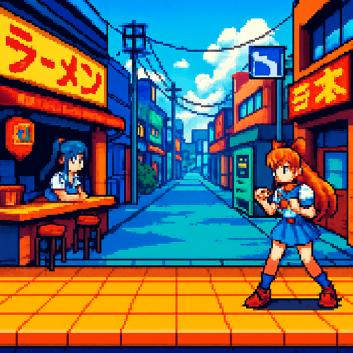 streetfighter style hd pixel background image anime themed.
In-Game asset.  2d.  High contrast.  No shadows