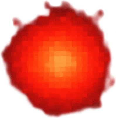 2d pixel high quality A red charcing glowing particle. Bright red core with subtle outer glow. 
Single Game Texture. In-Game asset. 2d. Blank background. High contrast. No shadows.