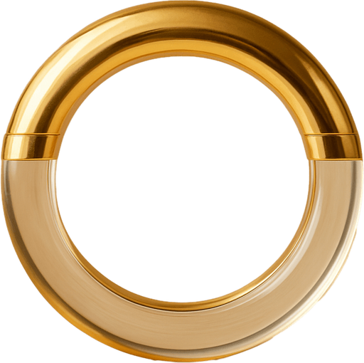 Golden ring with transparent middle. Front view