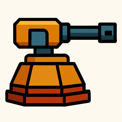 2d turret.
In-Game asset.  2d.  High contrast.  No shadows