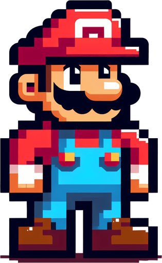 Super Mario.
Single Game Texture. In-Game asset. 2d. Blank background. High contrast. No shadows.