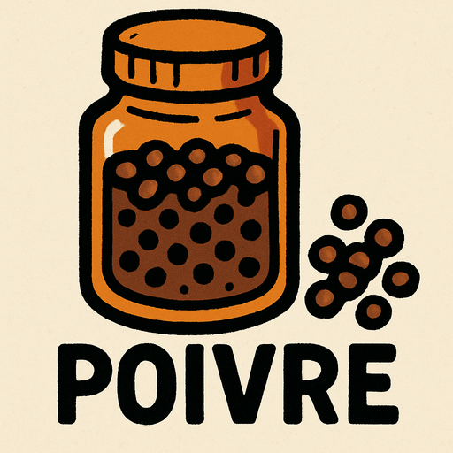 Poivre.
In-Game asset.  2d.  High contrast.  No shadows