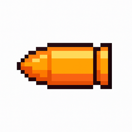 Bullet pixel.
In-Game asset.  2d.  High contrast.  No shadows