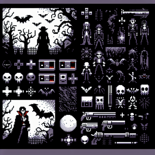 A pixel art sprite in a Super Nintendo, Super Castlevania style where it looks a little gothic/vampire hunter like

Single Game Texture. In-Game asset. 2d. Blank background. High contrast. No shadows.