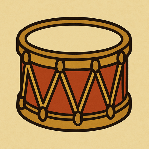 Drum in professor Layton game style.
In-Game asset.  2d.  High contrast.  No shadows