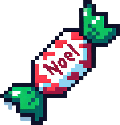 pixel candy noel.
Single Game Texture. In-Game asset. 2d. Blank background. High contrast. No shadows.
