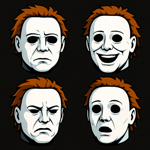 3D Scary but funny face meme Michael Myers halloween. different faces look. only face
In-Game asset.  3D.  High contrast.  No shadows. only face