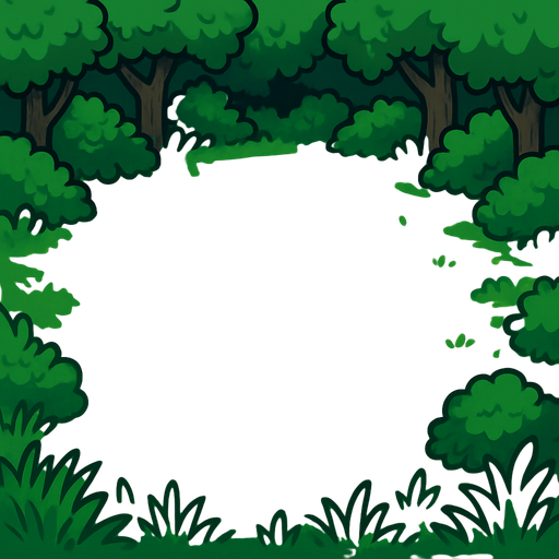 add a grass background, empty middle, grass and trees around.
In-Game asset.  2d.  High contrast.  No shadows