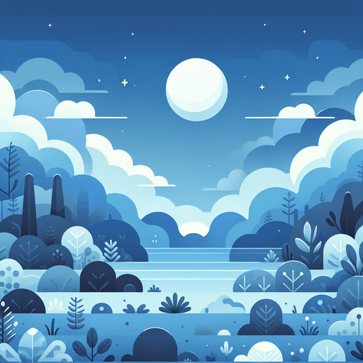 A large calm background drawing for a puzzle game, in dark calm blueish colors and non-confusing content. High definition.
Single Game Texture. In-Game asset. 2d. Blank background. High contrast. No shadows.