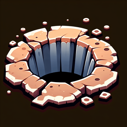 hole cartoon 2d, blank background.
Single Game Texture.  In-Game asset.  2d.  Blank background.  High contrast.  No shadows