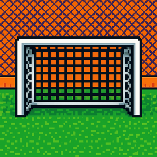 Draw me a football goal with an empty goal between 2d pixel nets.
In-Game asset.  2d.  High contrast.  No shadows