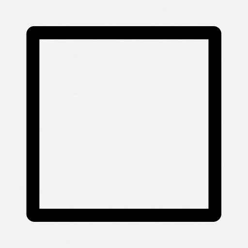 A square, black borders, white fill, 2D, no rounded borders, flat..
In-Game asset.  2d.  High contrast.  No shadows
