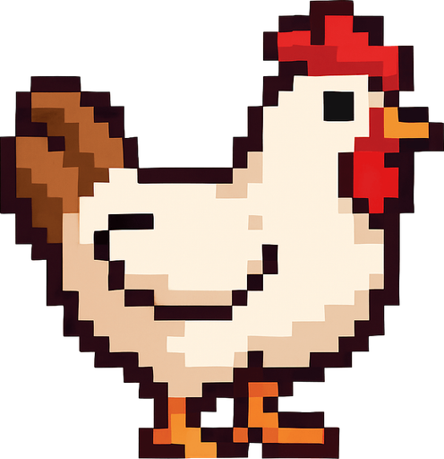 pixel art chicken.
In-Game asset.  2d.  High contrast.  No shadows