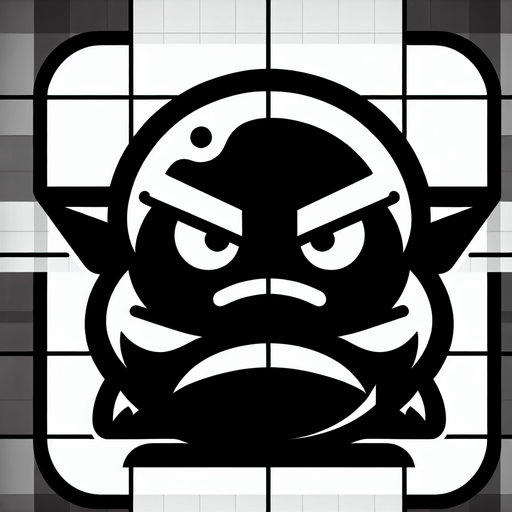 a b&w grinch icon Single Game Texture. In-Game asset. 2d. Blank background. High contrast. No shadows.
