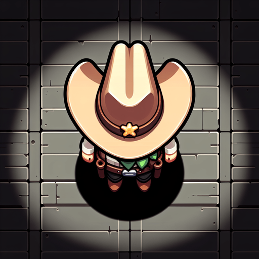 kuş bakışı 2d şerif animasyon.
Single Game Texture.  In-Game asset.  2d.  Blank background.  High contrast.  No shadows