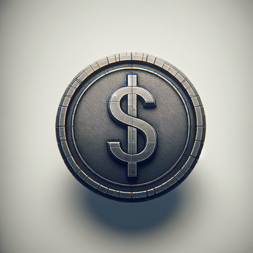 dollar coin Single Game Texture. In-Game asset. 2d. Blank background. High contrast. No shadows.
