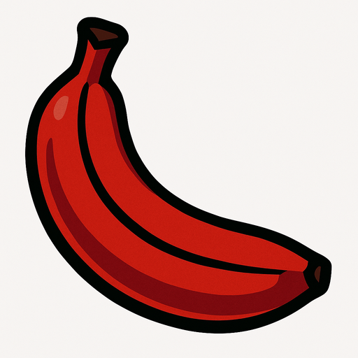 Una plátano rojo.
In-Game asset.  2d.  High contrast.  No shadows