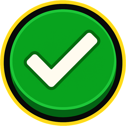 Green button with a tick on it