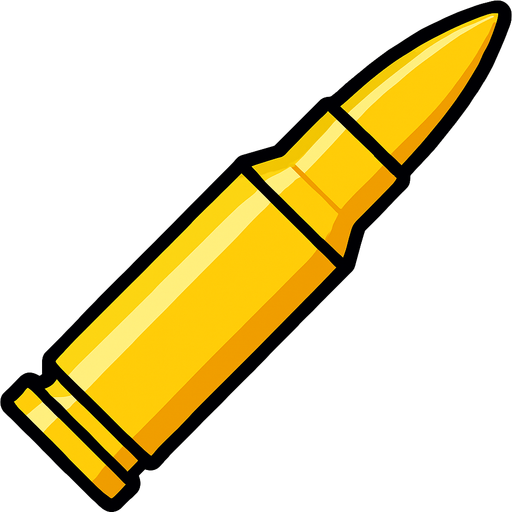 Bullet of rifle. yellow. HD colors.
In-Game asset.  2d.  High contrast.  No shadows
