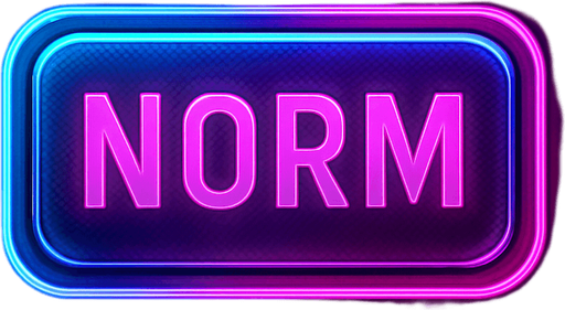 neon cyberpunk glowing NORM button blue pink futuristic videogame