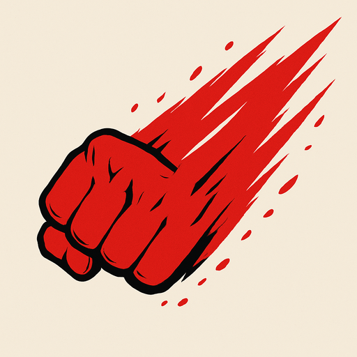 Big red fist slash effect. 2D. Top View..
In-Game asset.  2d.  High contrast.  No shadows