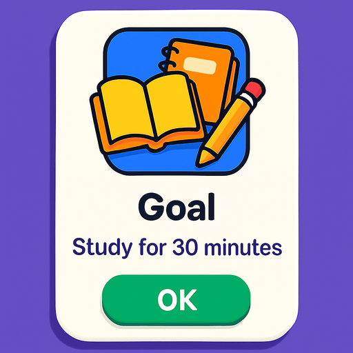 Create a goal box of a learning app .like regain app.
In-Game asset.  2d.  High contrast.  No shadows. 3d based on study