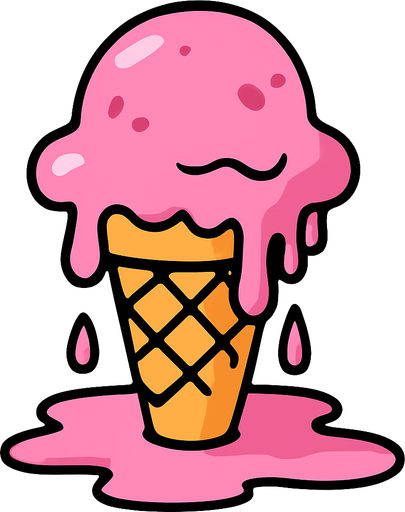 icecream_melt_cartoon.
In-Game asset.  2d.  High contrast.  No shadows