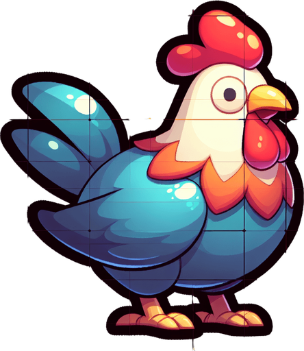 A chicken animal..
Single Game Texture. In-Game asset. 2d. Blank background. High contrast. No shadows.
