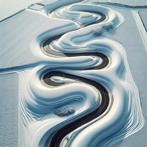 dirty road Fully covered by snow, top view