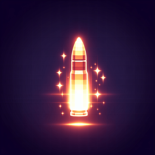 glowing bullet.
Single Game Texture.  In-Game asset.  2d.  Blank background.  High contrast.  No shadows
