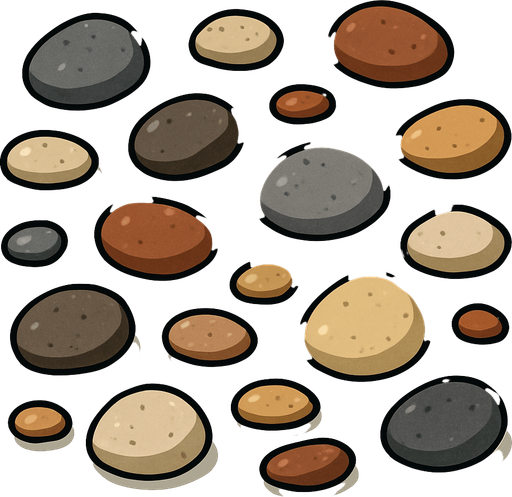 çakıl taşları.
In-Game asset.  2d.  High contrast.  No shadows