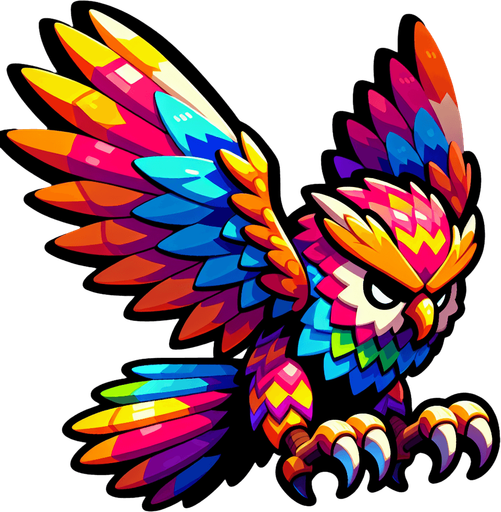 An owl with talons extended downwards and wings up. Looking down. Color
Single Game Texture. In-Game asset. 2d. Blank background. High contrast. No shadows.