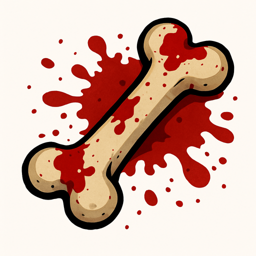 Kanlı kemik 2D. Top View..
In-Game asset.  2d.  High contrast.  No shadows