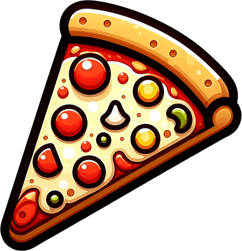 Pizza slic
Single Game Texture. In-Game asset. 2d. Blank background. High contrast. No shadows.