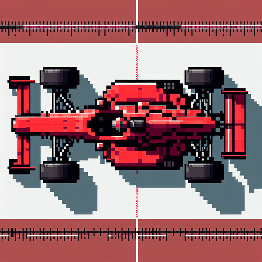 Piksel sanatı formula arabası kırmızı kuş bakışı.
Single Game Texture.  In-Game asset.  2d.  Blank background.  High contrast.  No shadows