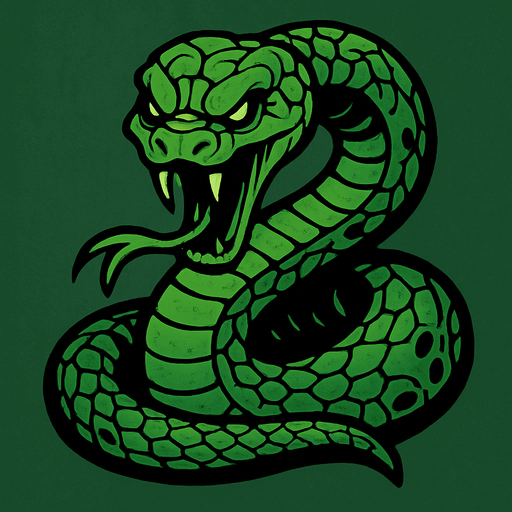 harry potter temasında korkutucu bir yılan yeşil renkte.
In-Game asset.  2d.  High contrast.  No shadows