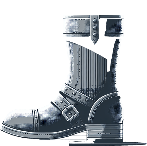 Warcraft 3 art of a boot. Side-view..
Single Game Texture. In-Game asset. 2d. Blank background. High contrast. No shadows.