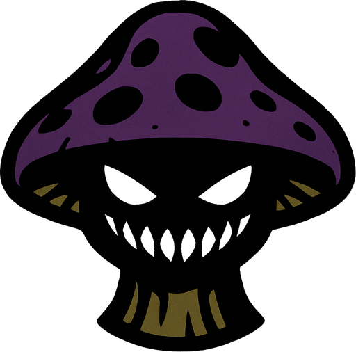 2d mysterious and scary mushroom character's head.
In-Game asset.  2d.  High contrast.  No shadows