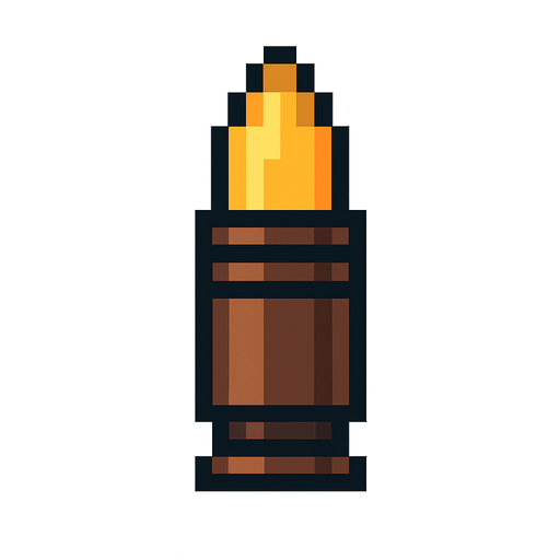 Minigun bullet pixel.
In-Game asset.  2d.  High contrast.  No shadows