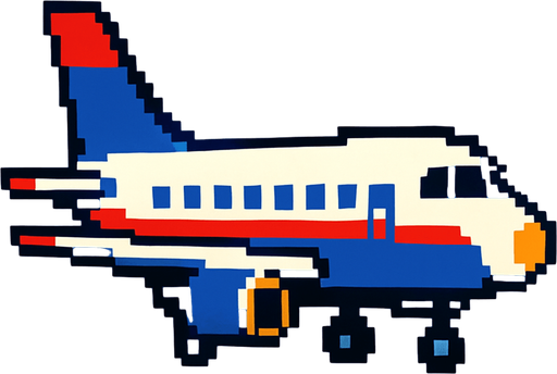 Airplane 2d style pixel 1980.
2d.  High contrast.  No shadows