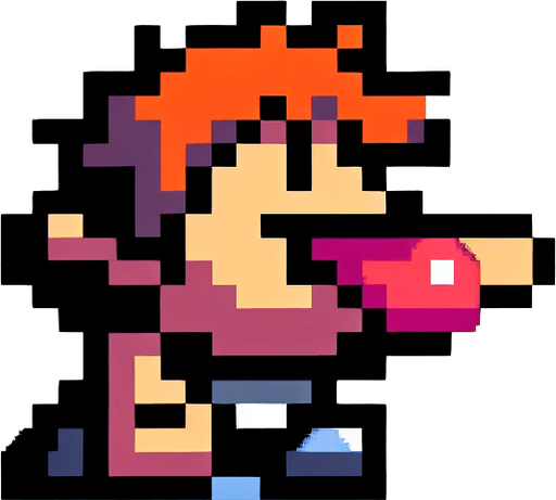 8bit person holding their tongue up to catch snowflakes.
Single Game Texture. In-Game asset. 2d. Blank background. High contrast. No shadows.