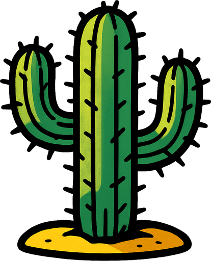 a cactus plant.
In-Game asset.  2d.  High contrast.  No shadows