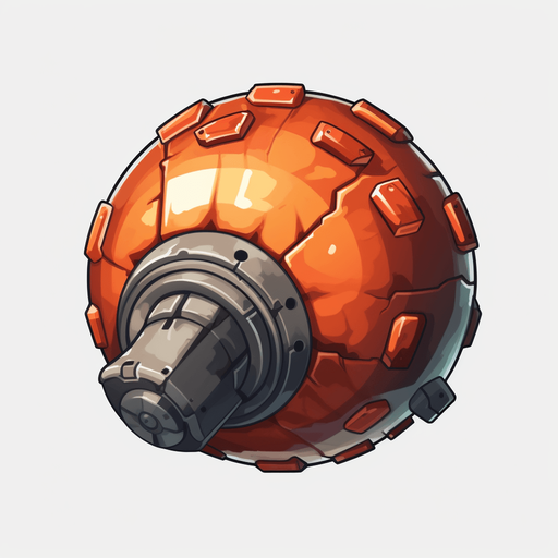round bomb. fuse on fire
Single Game Texture. In-Game asset. 2d. Pixelart. White background. Blank background. Low detail. High contrast.